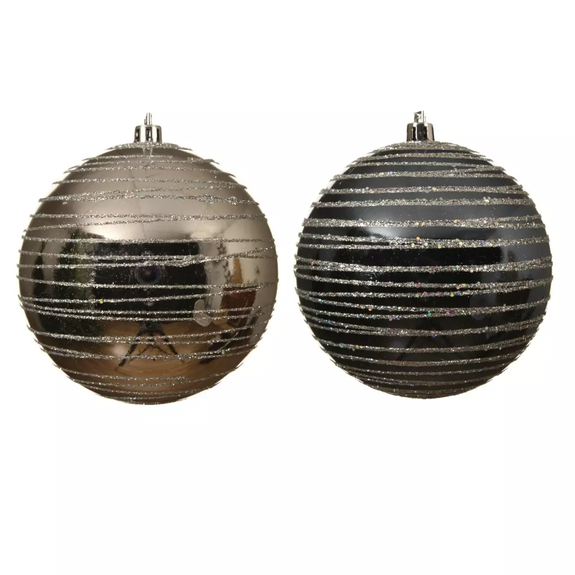 Lot de 12 boules de Noël (D100 mm) Quincy Bleu nuit/ Argent