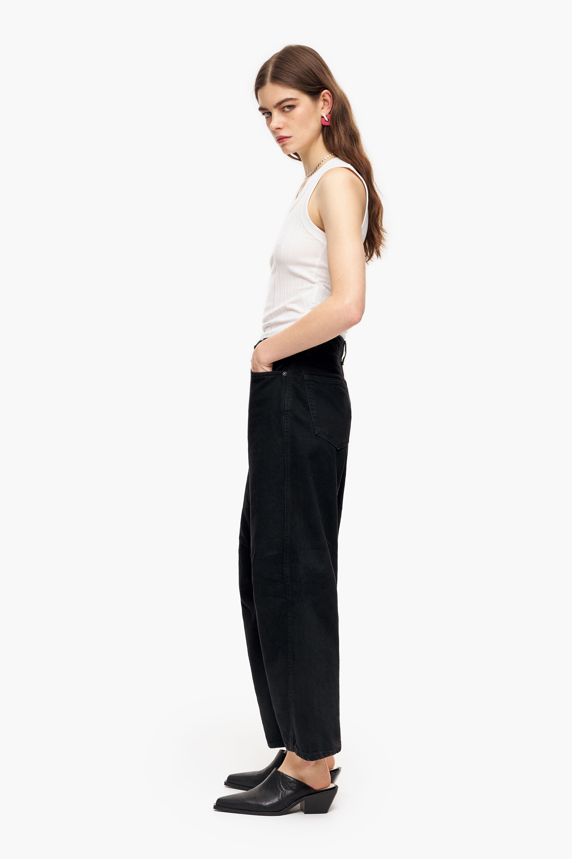 BARREL - Calça jeans preta reta