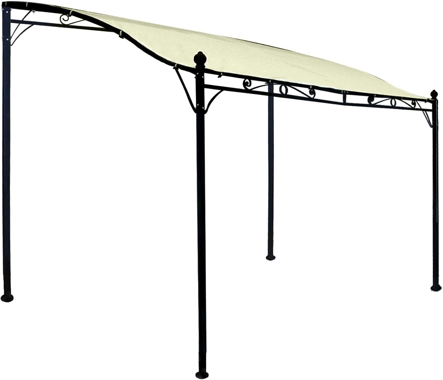 DEGAMO Anbaupavillon Mantova 300x250cm, Stahlgestell schwarz + Dach wasserdicht Ecru