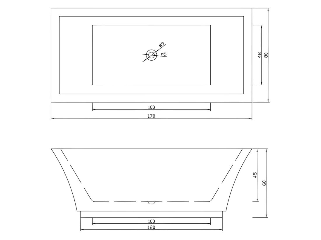 Baignoire ilôt blanc 170 X 80 cm – Heaven
