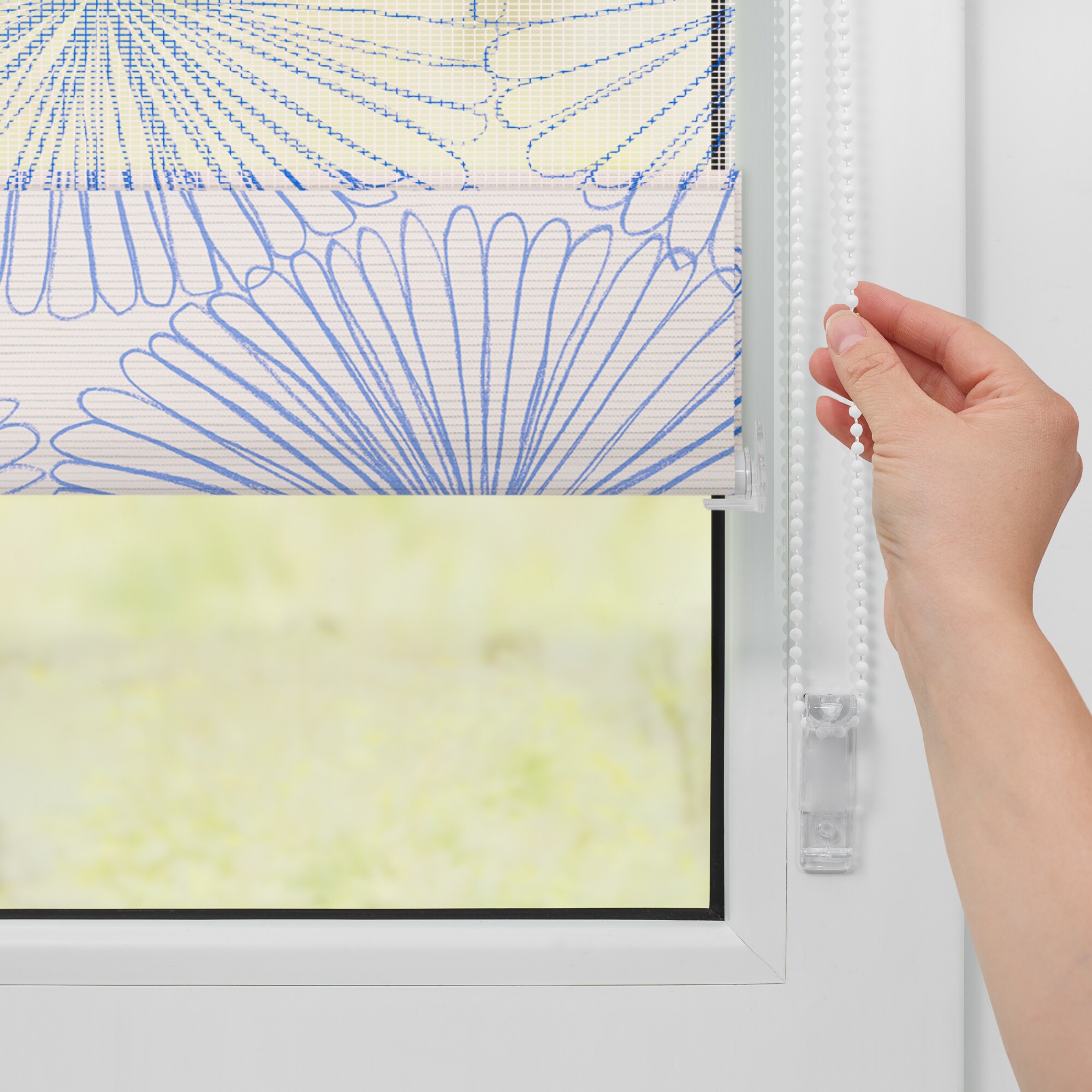 Lichtblick Duo Rollo Klemmfix, ohne Bohren, blickdicht, Flower wheel - Gelb