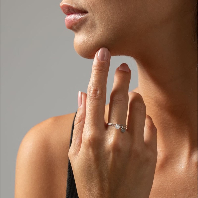Bague Argent Perle Rose Pierre De Lune