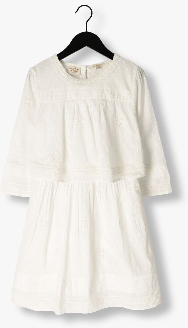 SCOTCH & SODA witte scotch & soda mini jurk broderie anglaise + clip jacquard