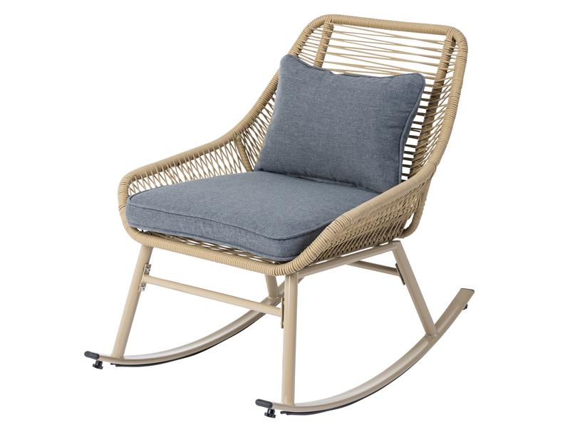 COCON Loungeset Minusio, Beige/Grau, 2 Sitzplätze Zwei Schaukelstühle und ein Tisch für Garten, Terrasse oder Balkon
