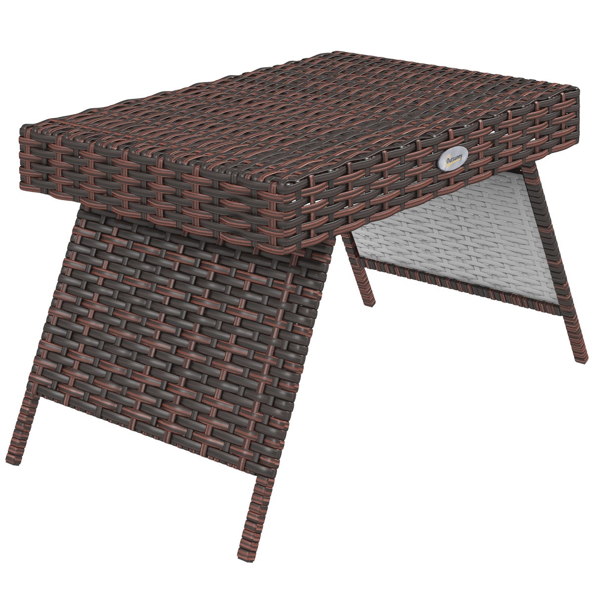 Outsunny bijzettafel, 60L x 41B x 41Hcm, PE rotan, gegalvaniseerd staal, bruin