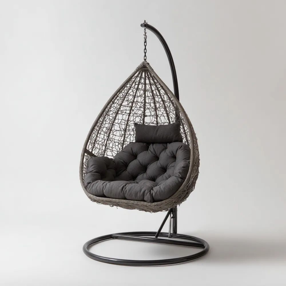 Hängesessel Rattan 100x100x125 cm - Dunkelgrau - Modernes Design