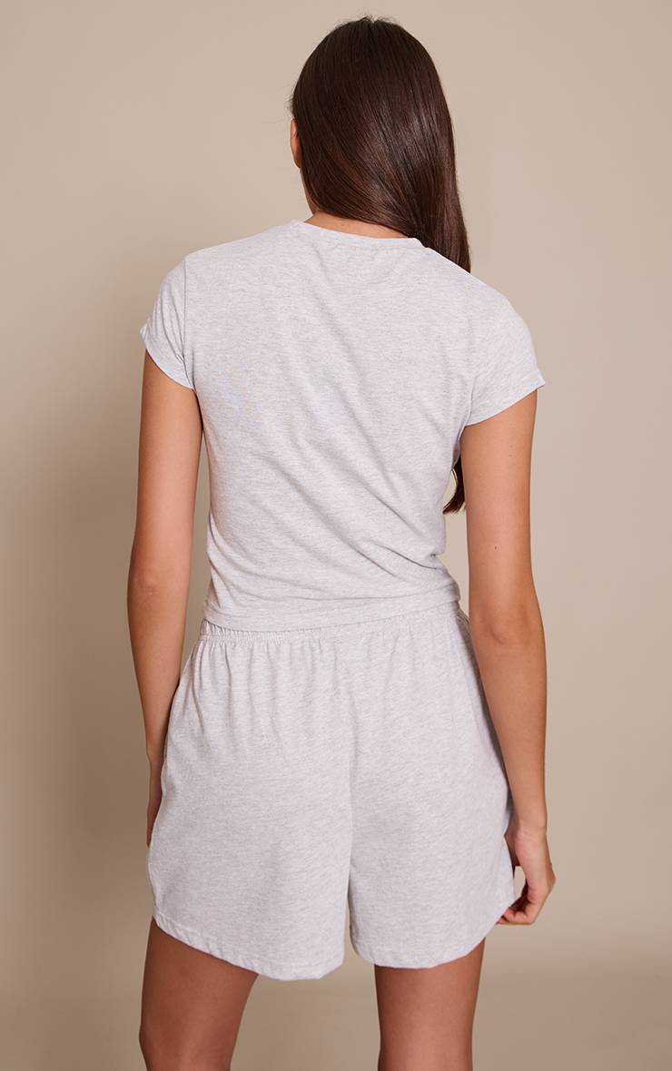 Gris Cendré Haut De Pyjama Ajusté À Manches Courtes