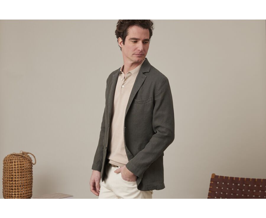 Blazer lin homme Olive Foncé - LUBIN