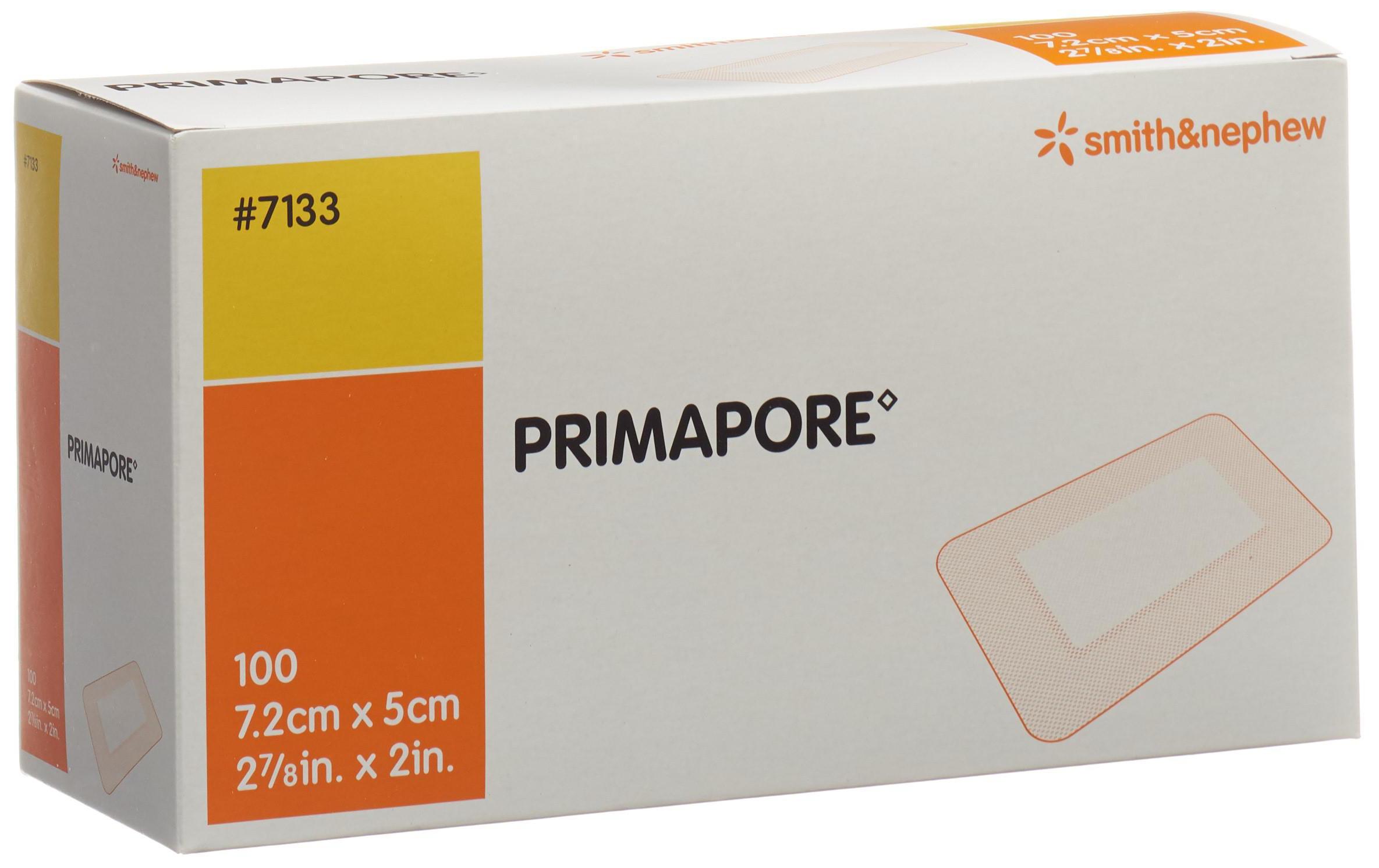 Wundpflaster Primapore 7.2 x 5 cm 100 StückVliesstoffverband mit absorbierendem Wundpad