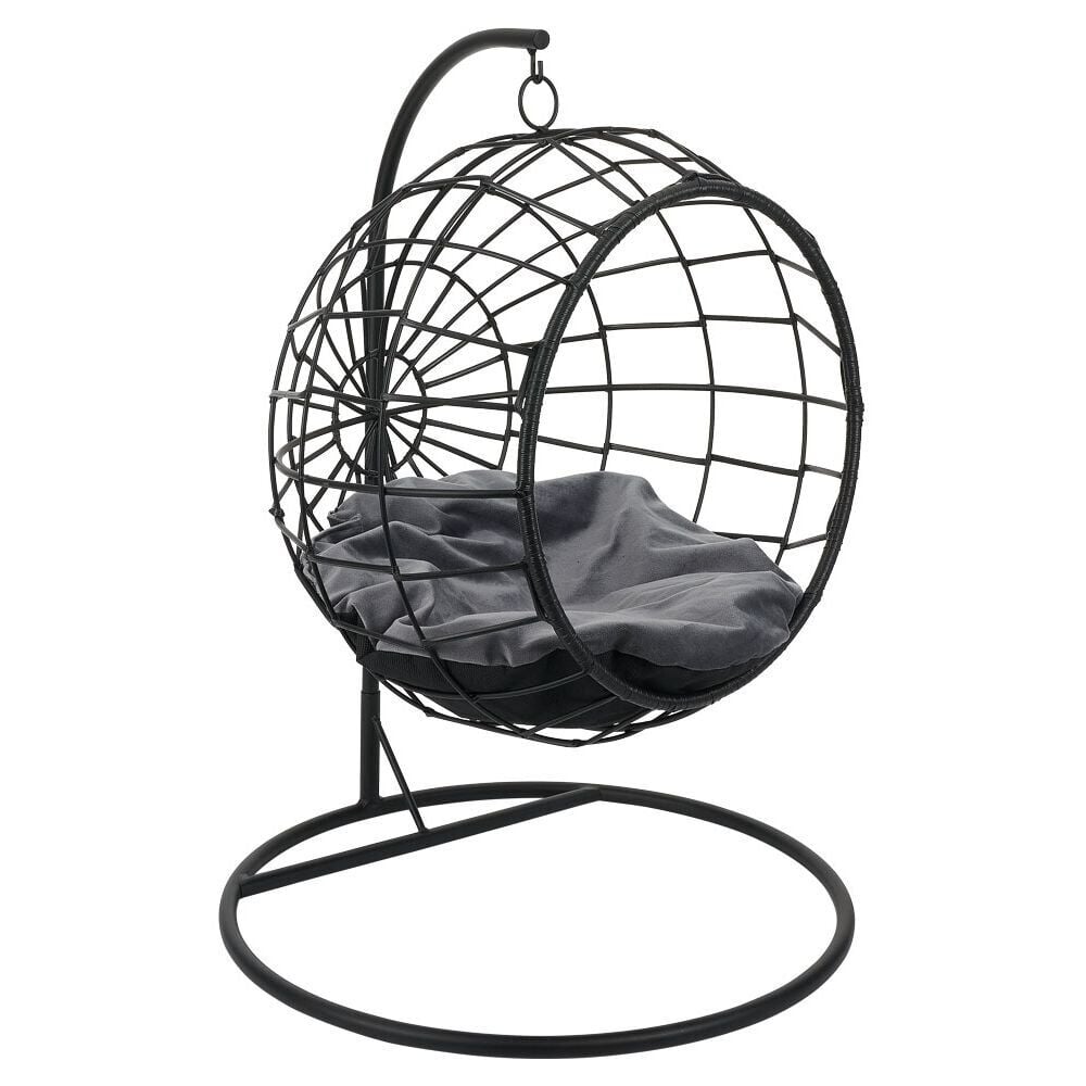 oeuf suspendu pour chien ou chat métal noir Ø40xH56cm