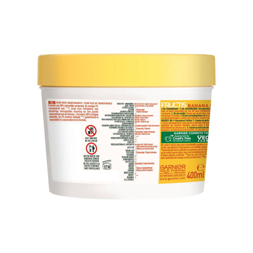 Heel fijn!Fructis Hair Food Banana haarmasker - 400 ml - Droog haar