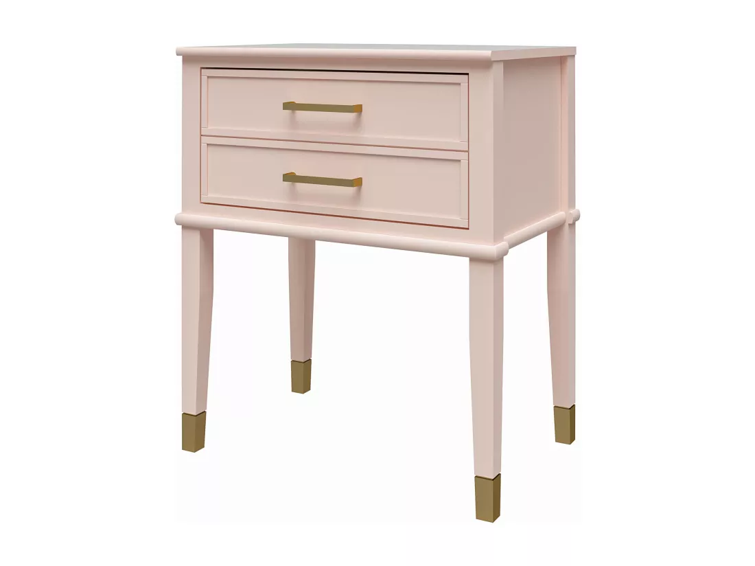 Westerleigh | Table d'appoint avec 2 tiroirs en MDF rose