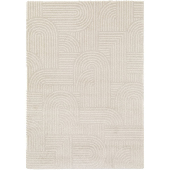 Tapis de salon - small circle line - beige et écru - 160 x 230 cm