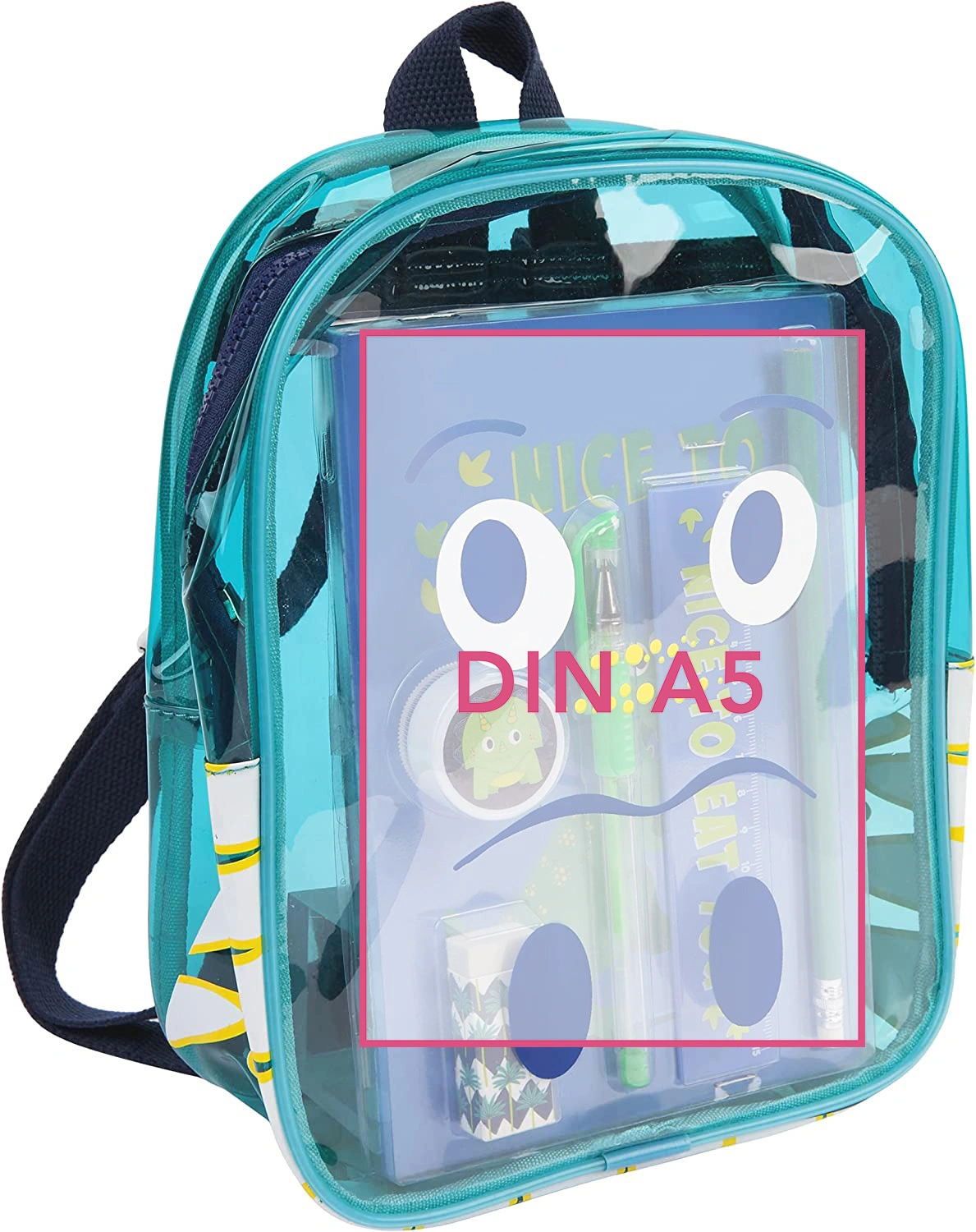 Kinderrucksack MINI DINO (17x25x4) mit Zubehör in blau