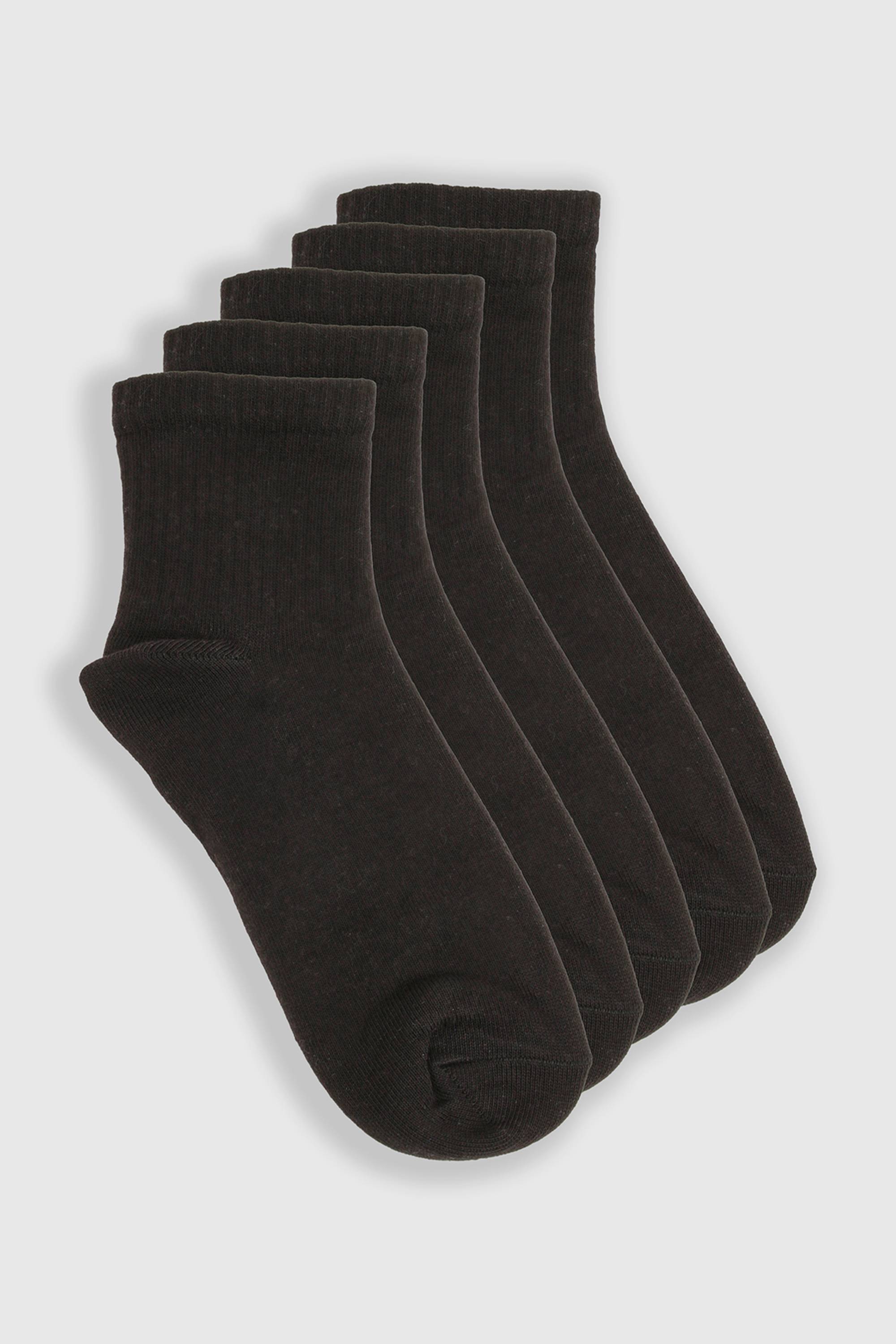 boohoo Chaussettes de sport pour la cheville, pack de 5, noir uni