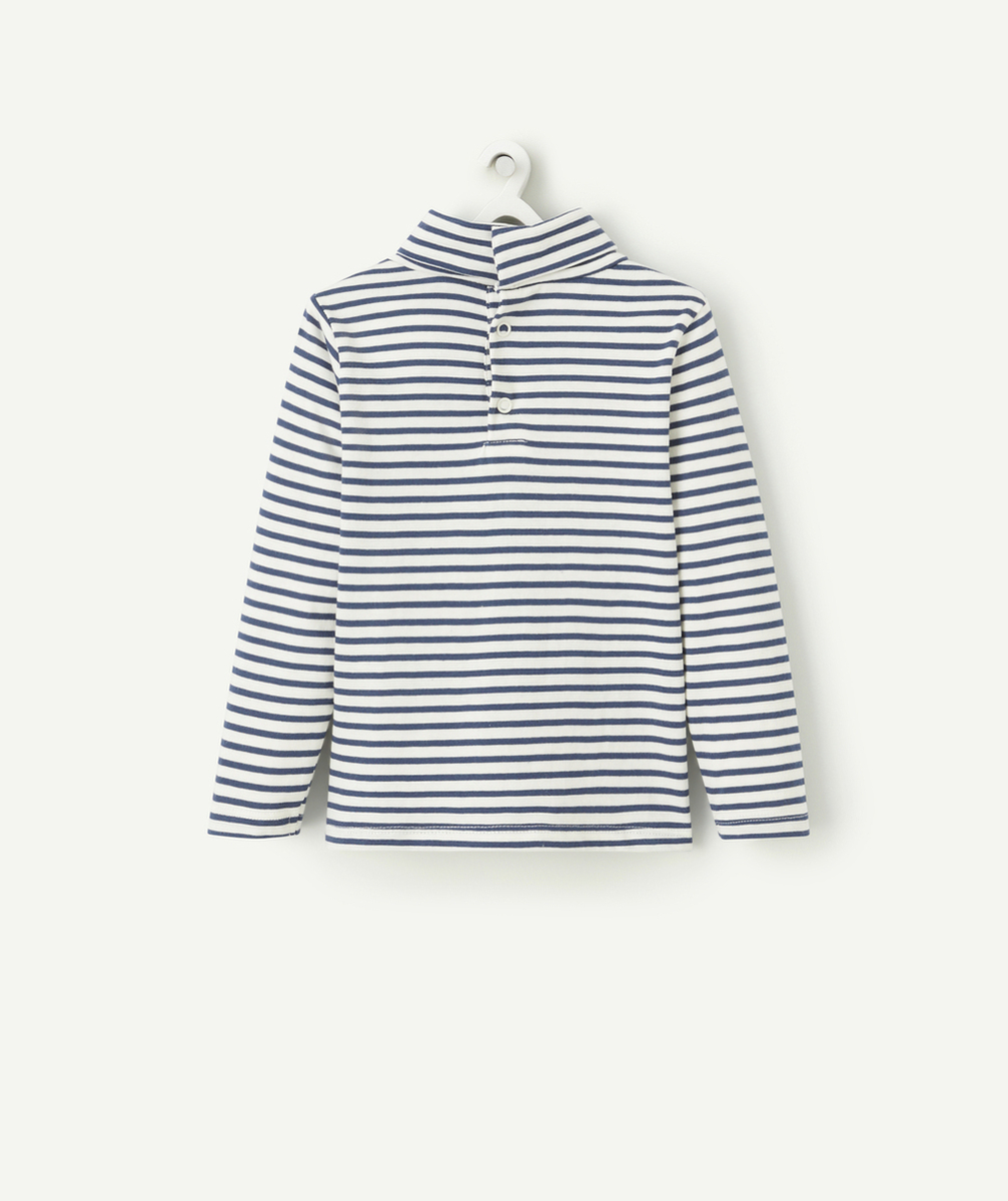 SOUS-PULL BÉBÉ GARÇON EN COTON BIO IMPRIMÉ À RAYURES MARINE