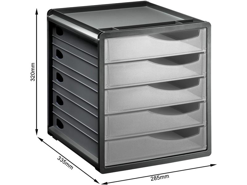 Rotho Schubladenbox Spacebox 5 Grau Aufbewahrungssystem mit 5 Schubladen
