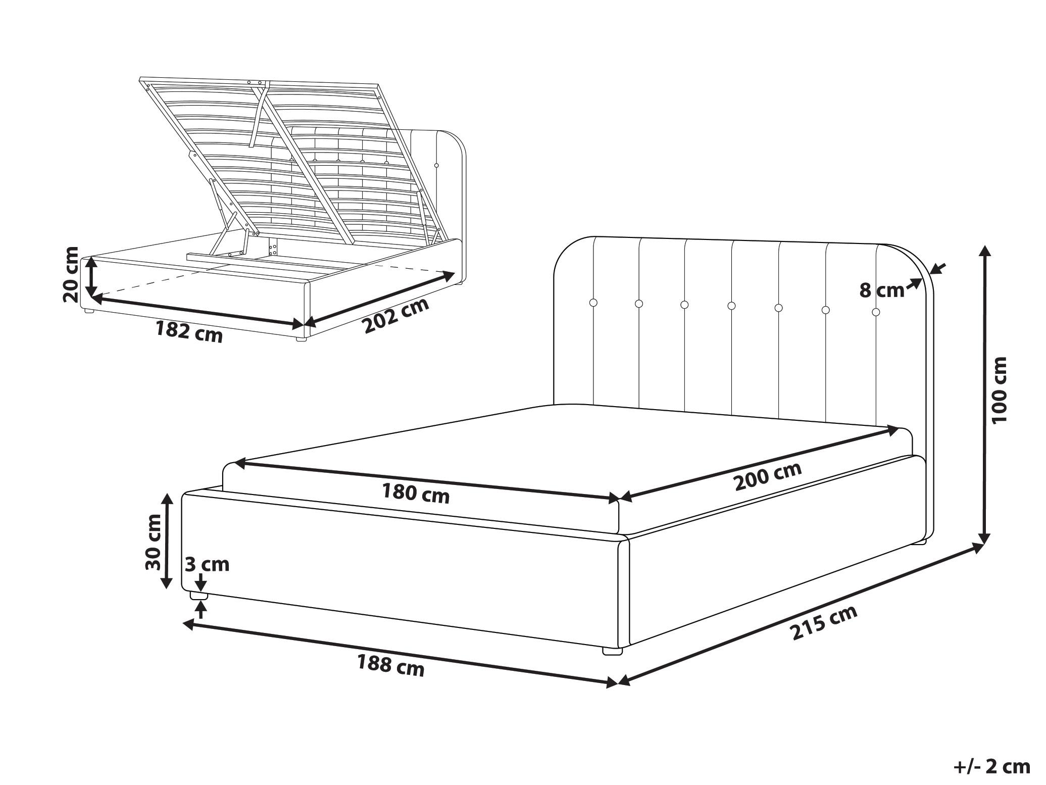 Bed met opbergruimte Stof CHALLANS 180 x 200 cm Gebroken wit