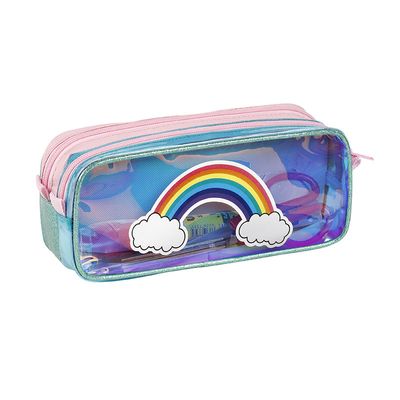 Trousse rectangulaire Bubbles - 2 compartiments - rose - Viquel