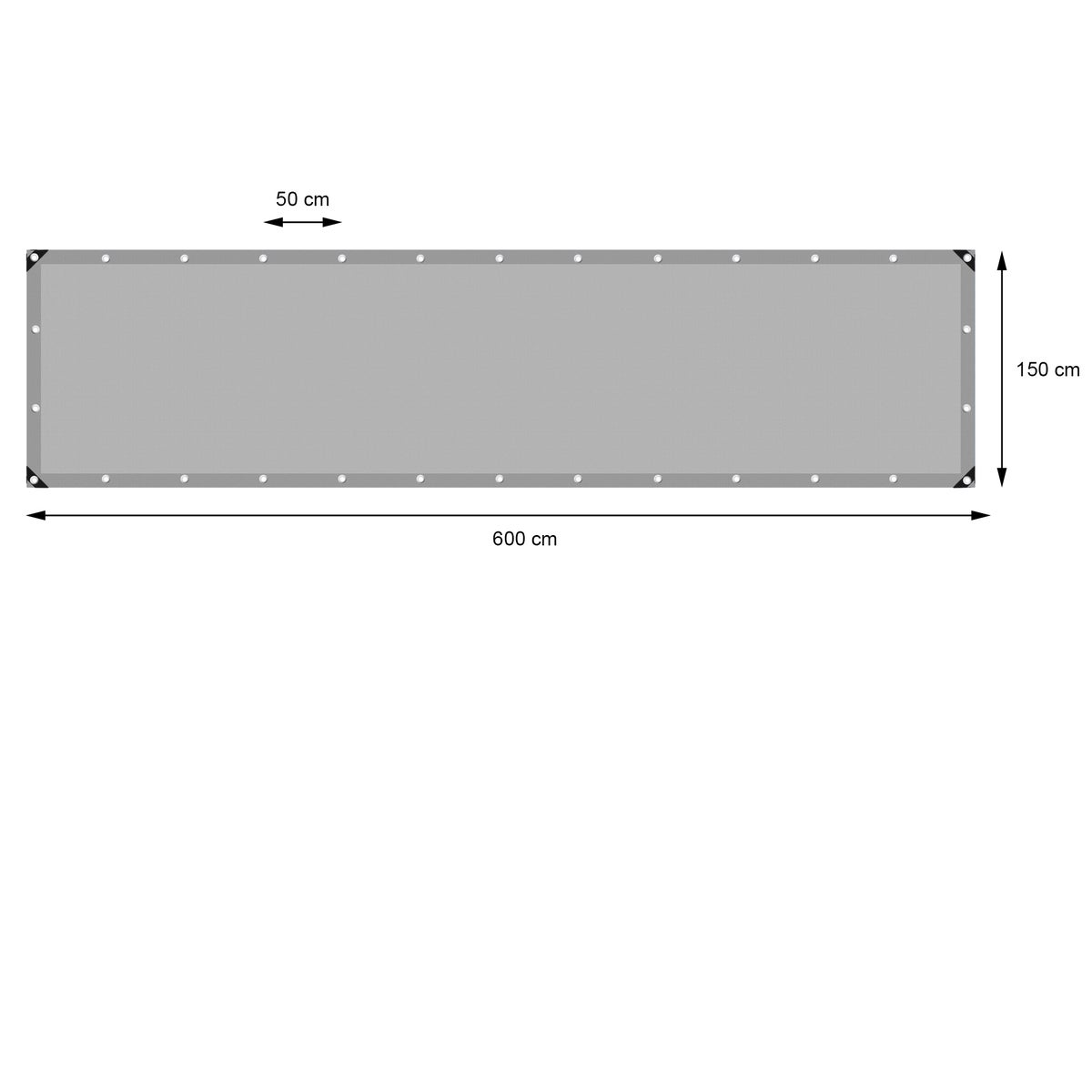 ECD Germany Afdekzeil met ogen, 1,5 x 6 m, 9 m², 260 g/m², grijs, polyethyleen, schimmelwerend, waterdicht, scheurvast, beschermhoes, boothoes, tuinhoes, houten hoes, hoes voor tuinmeubelen, zwembad, auto