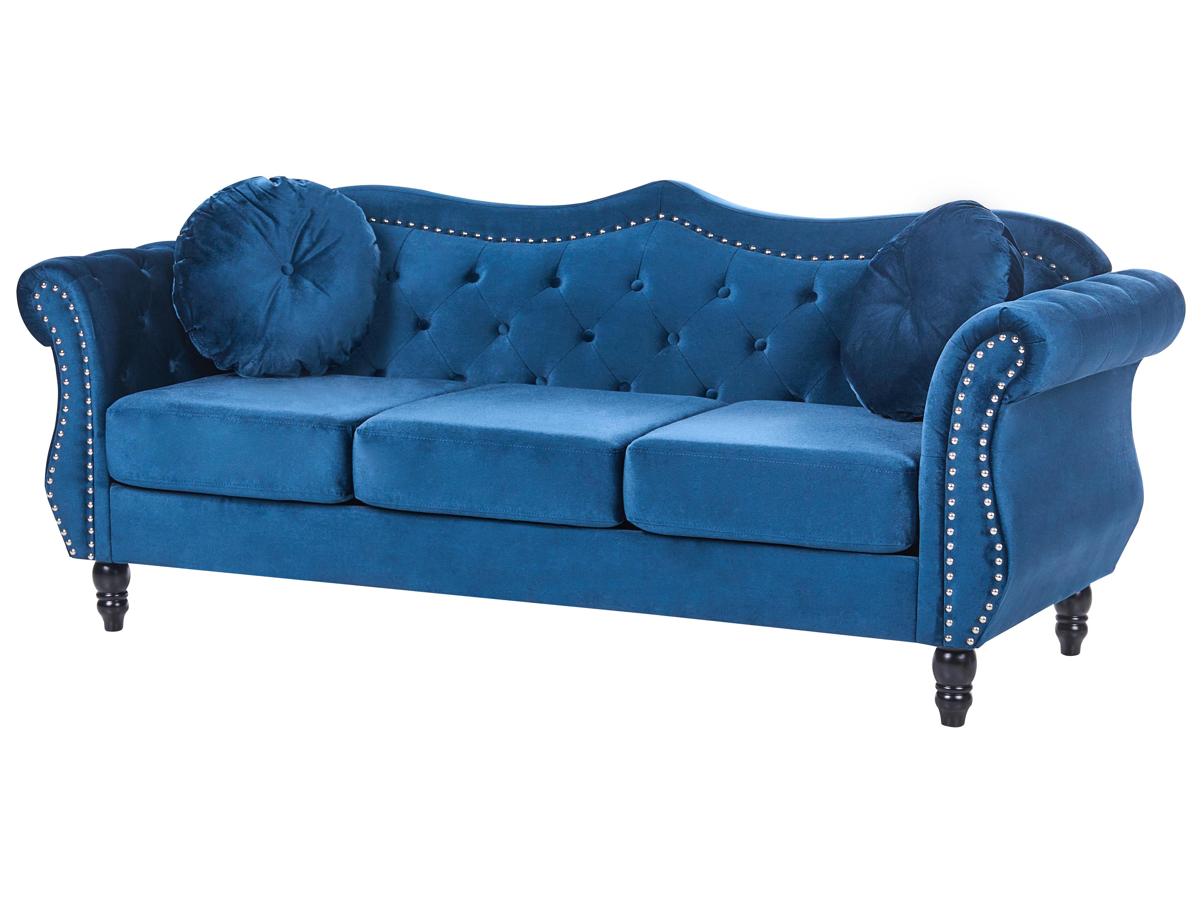 Bank 3-zits SKIEN Fluweel Marineblauw