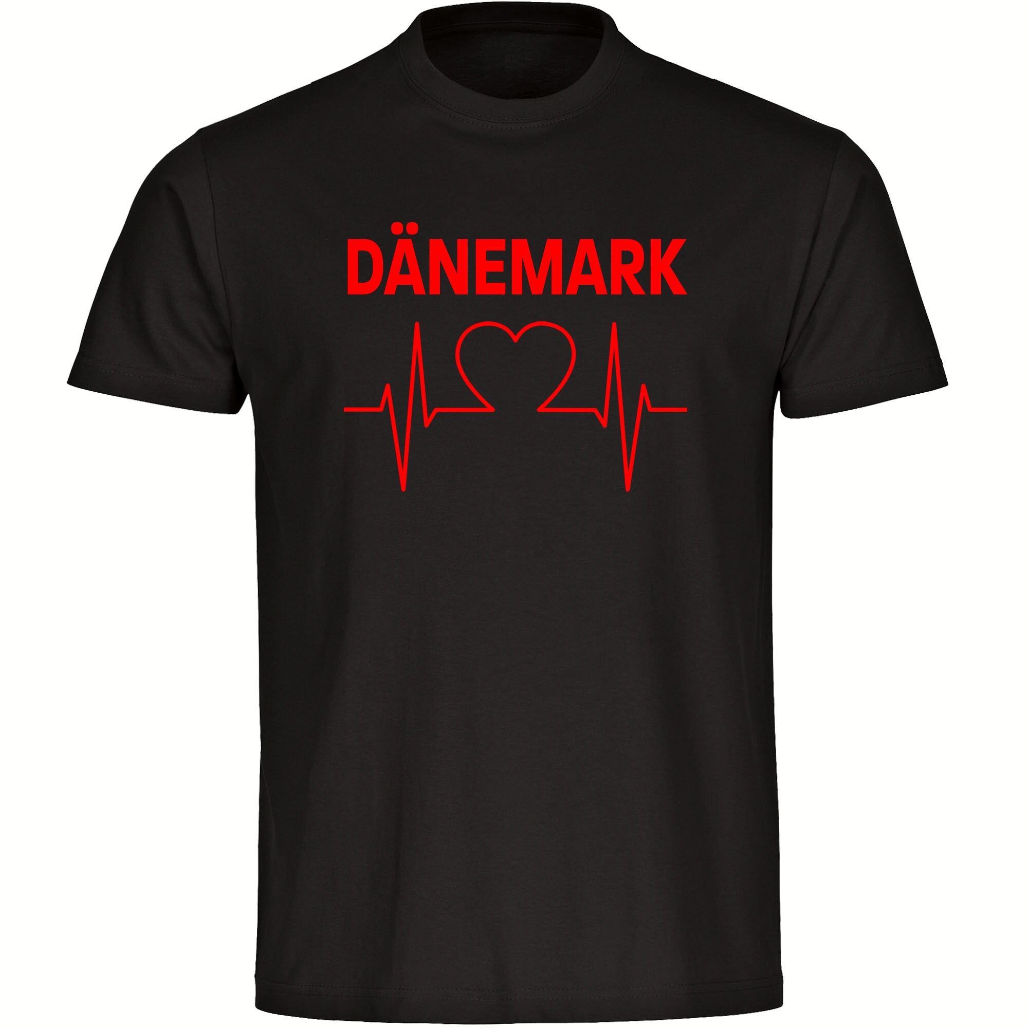 multifanshop® Herren T-Shirt - Dänemark - Herzschlag - Druck rot