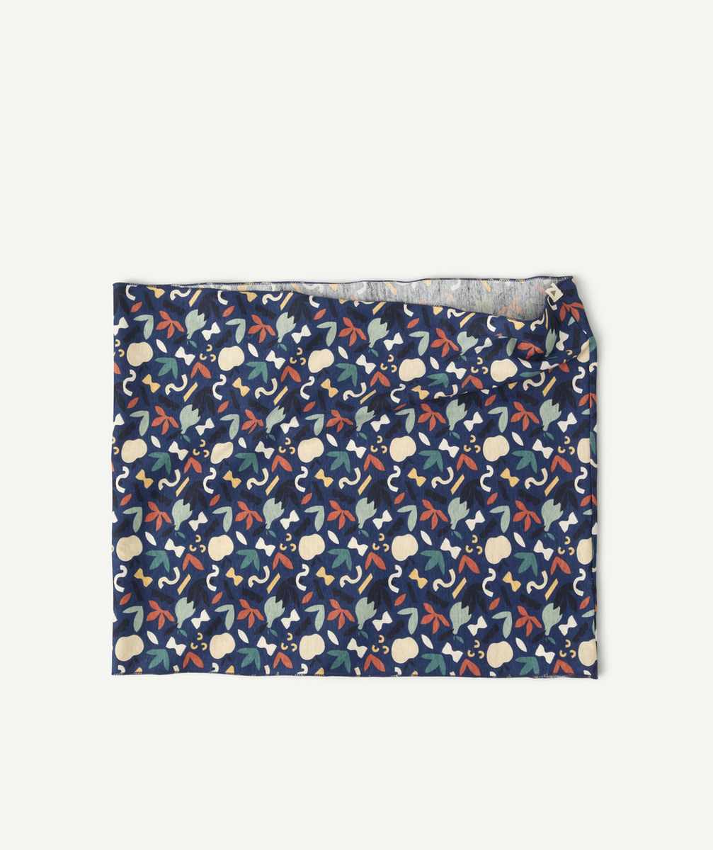 SNOOD BÉBÉ GARÇON EN COTON BLEU AVEC FORMES COLORÉES