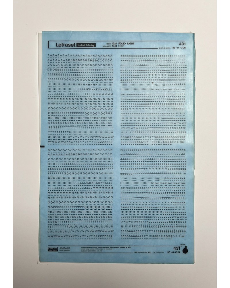 Letraset 431 - FOLIO LIGHT - 12/14pt