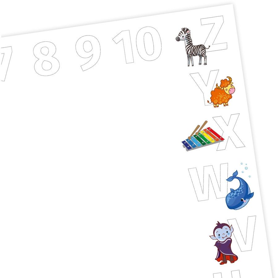 Nikima Papierunterlage A2 Schreibtischunterlage Alphabet + Zahlen weiß