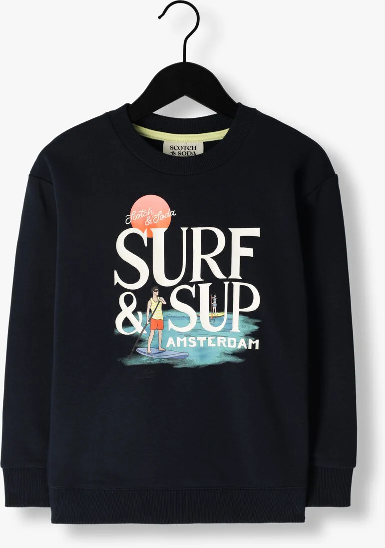 SCOTCH & SODA donkerblauwe scotch & soda sweater artwork sweatshirt