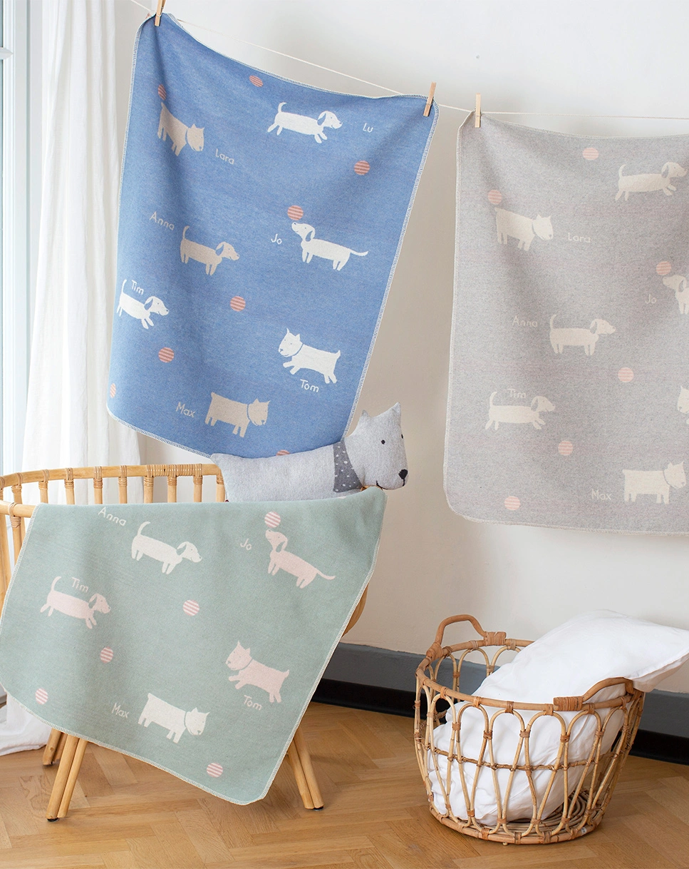 Babydecke HUNDE (90x70) in blau