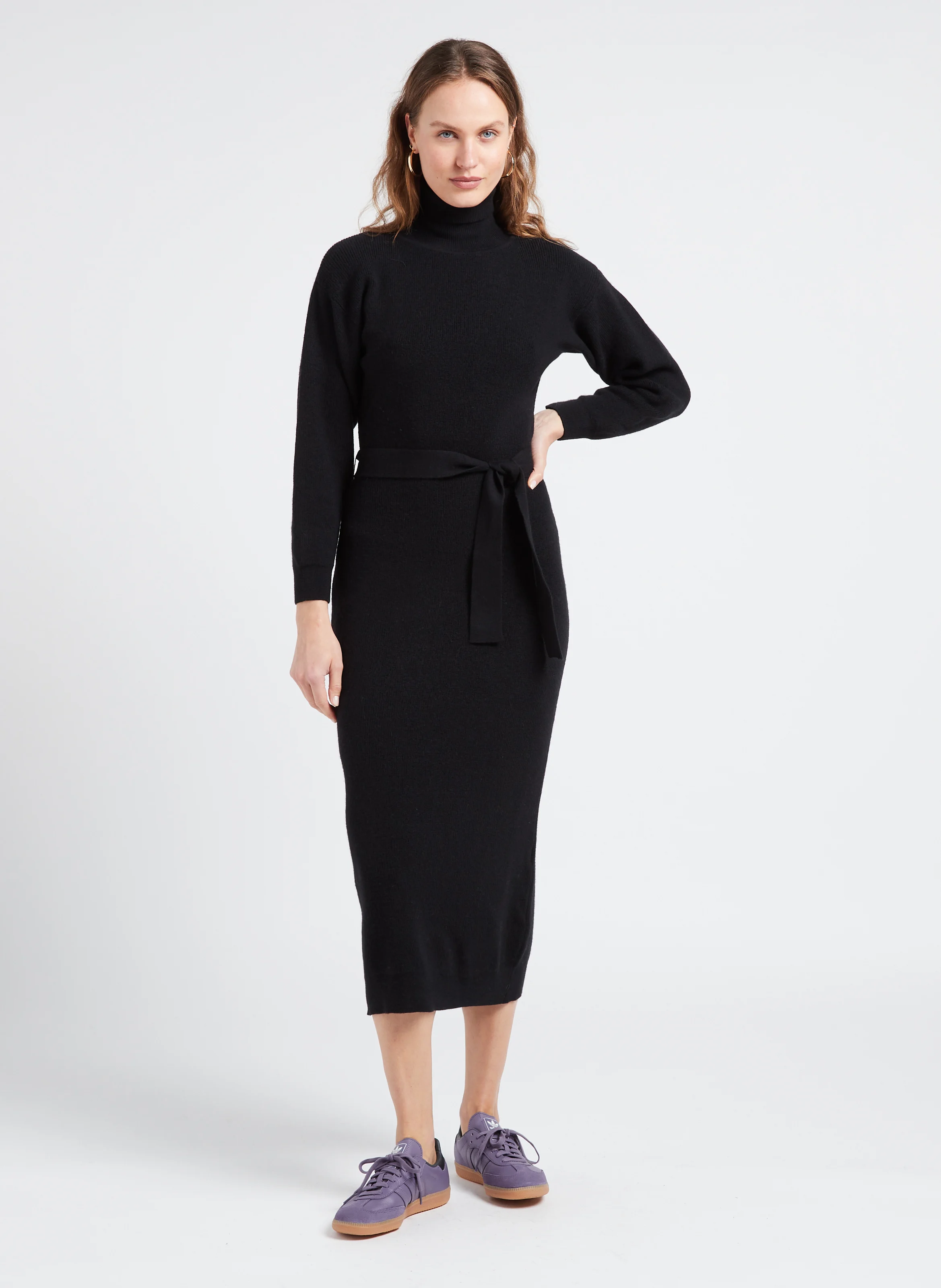 HART - Robe longue col roulé en laine et en cachemire mélangés | Noir