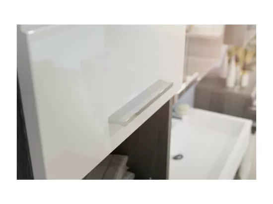 Colonne de salle de bain SCOTT – 2 portes et 1 tiroir – Gris foncé et blanc – 37x191x31 cm