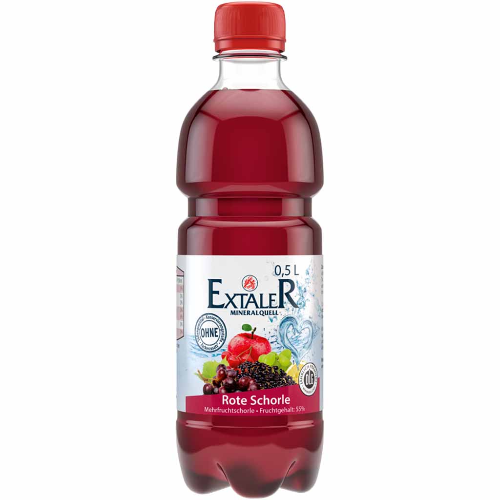 6x EXTALER Mehrfruchtschorle Rote Schorle PET á 0,5L=3L MHD:15.7.25