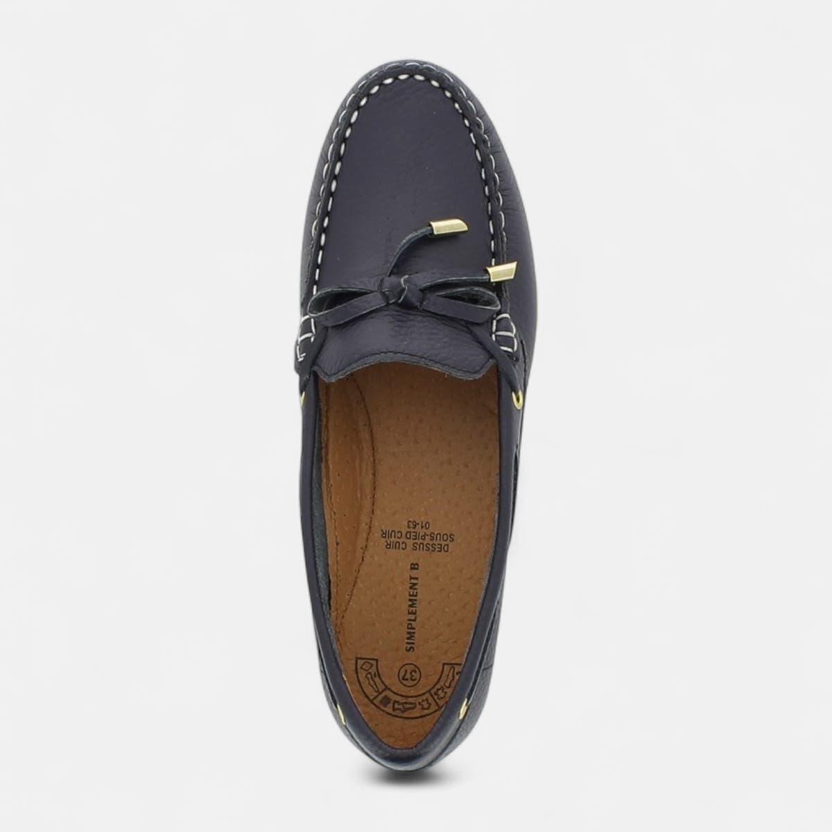 Mocassins Femme en cuir bleu marine