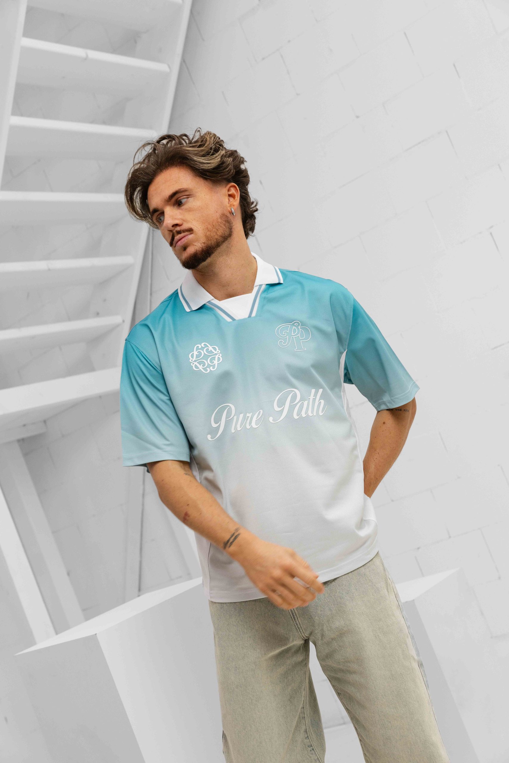 Pure Path Embleem Polo Heren Blauw
