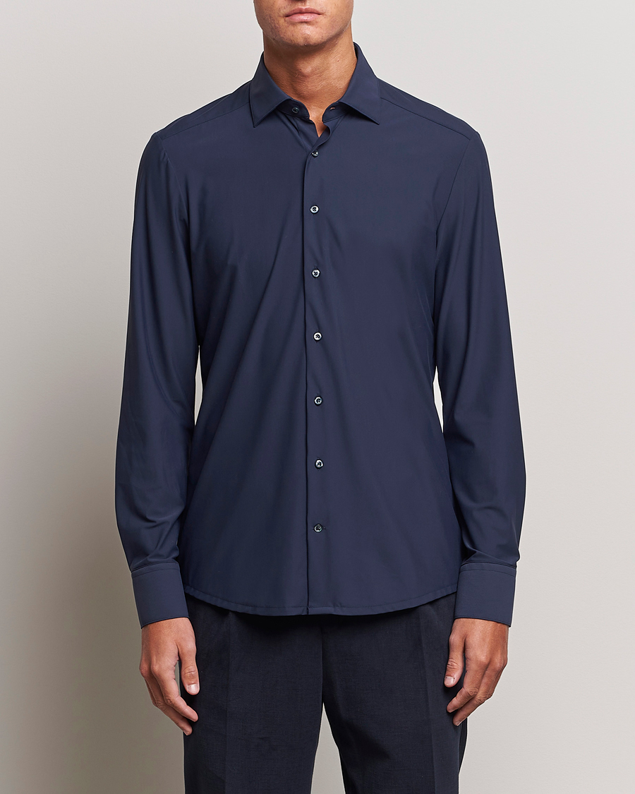 Stenströms Slimline Cut Away 4-Way Stretch Shirt Navy
