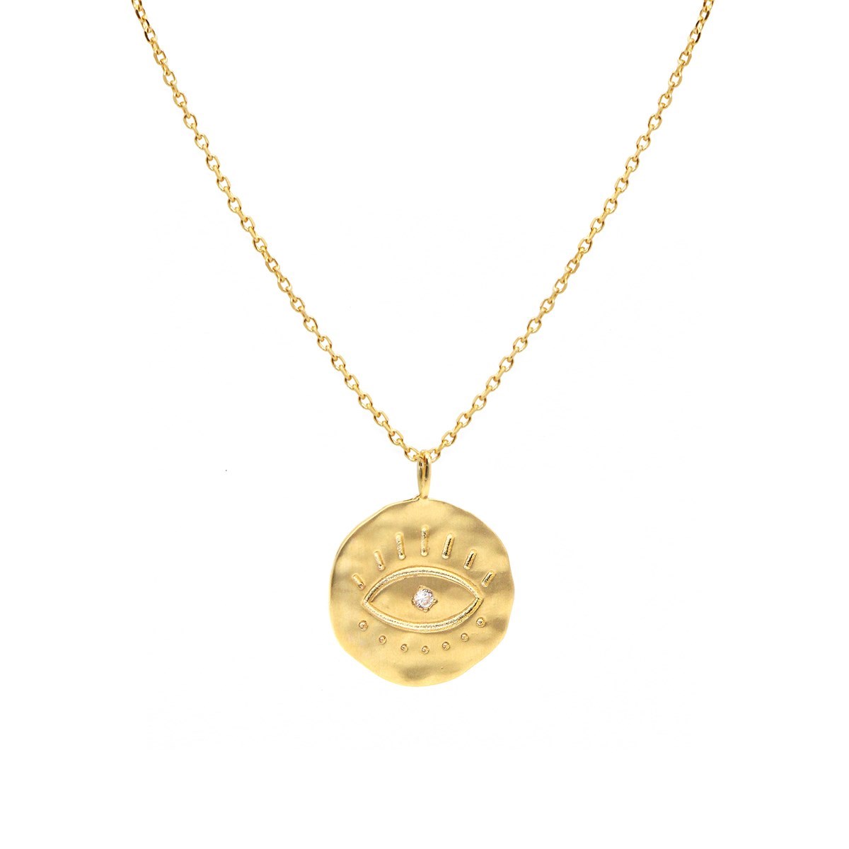 Collier médaille oeil doré à l'or fin 24k SPIRIT