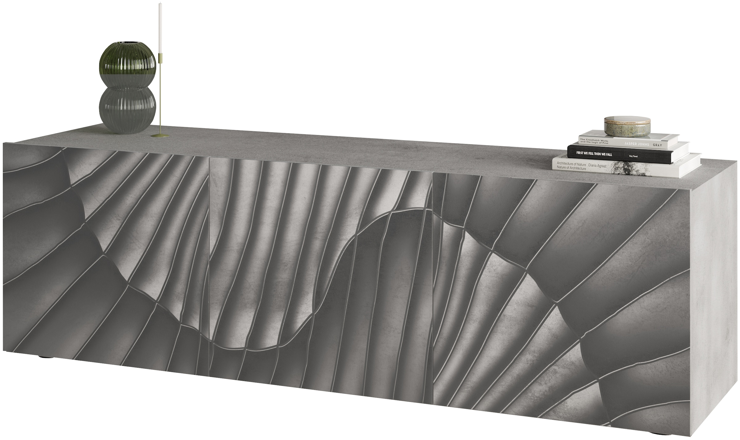 INOSIGN Lowboard »Snake, TV-Möbel, TV-Schrank, Media-Board, Breite 181 cm, viel Stauraum« mit Siebdruck-Front, 3 Türen, bodenstehend, stilvoll & funktional