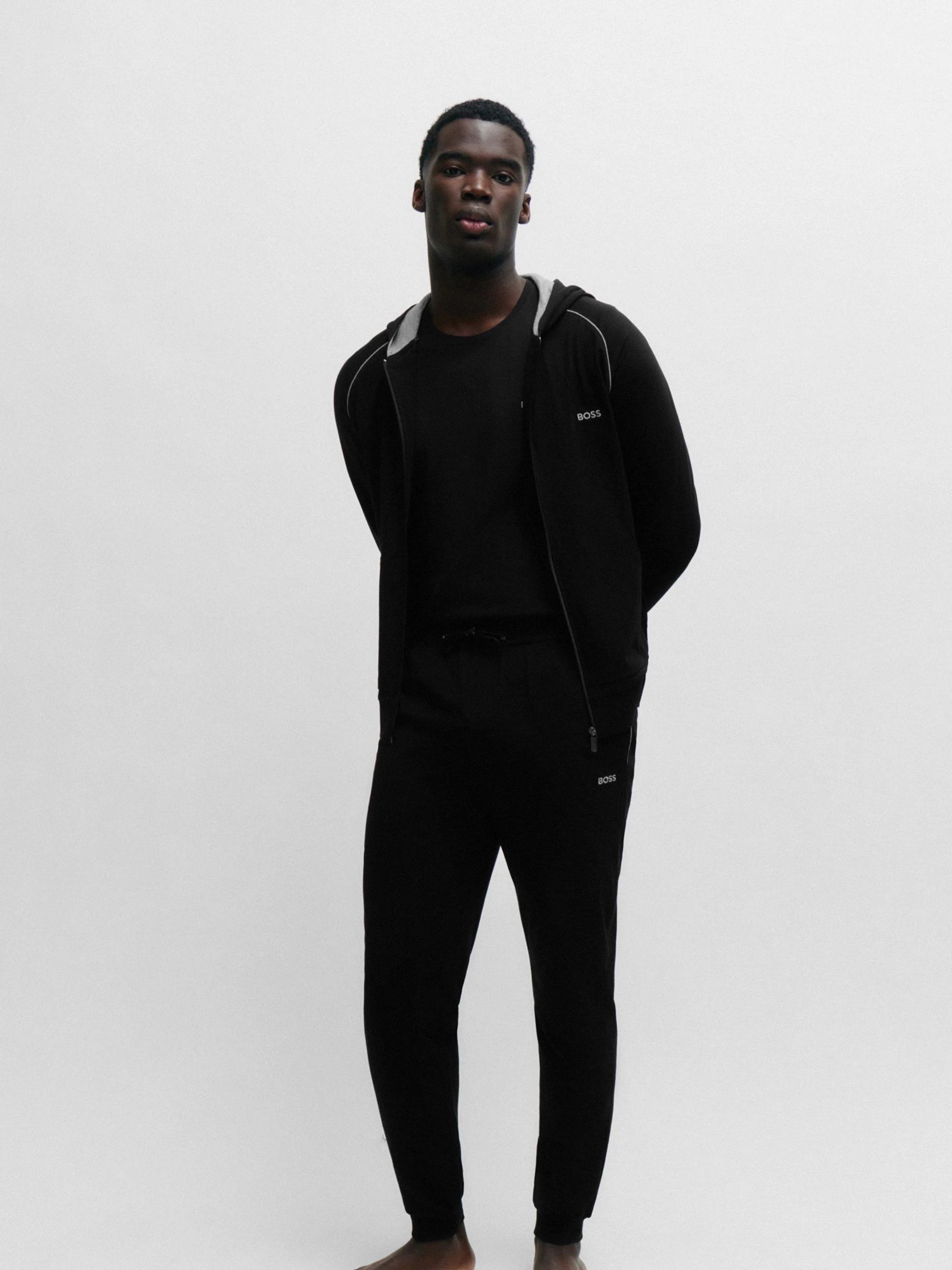 Zwart - BOSS stretchy katoenen Trainingspak