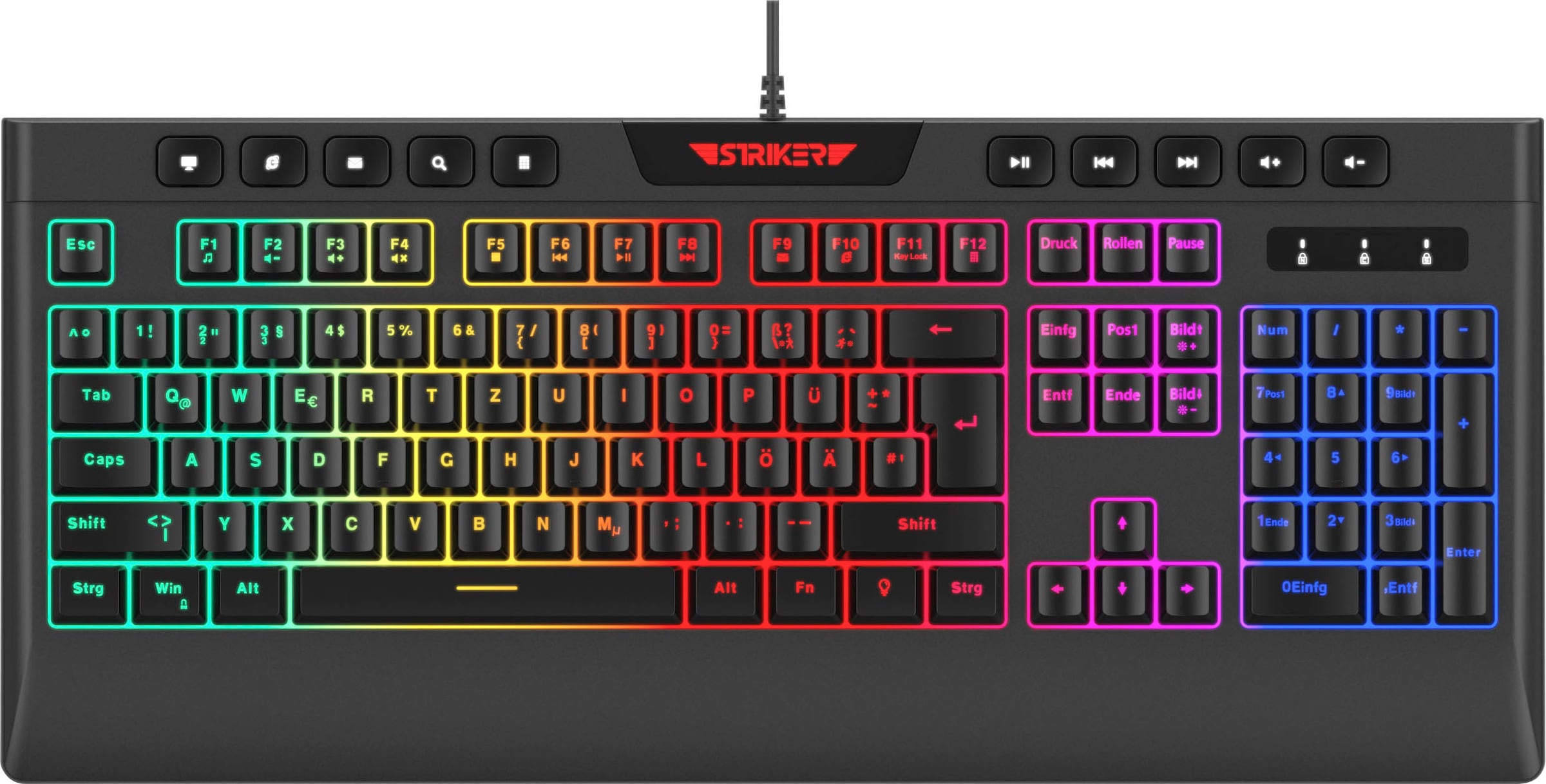Hyrican Gaming-Tastatur »Striker ST-GKB8115 ( Anti-Ghosting, Multimedia-Tasten, RGB)« (Fn-Tasten | Multimedia-Tasten | USB-Anschluss)