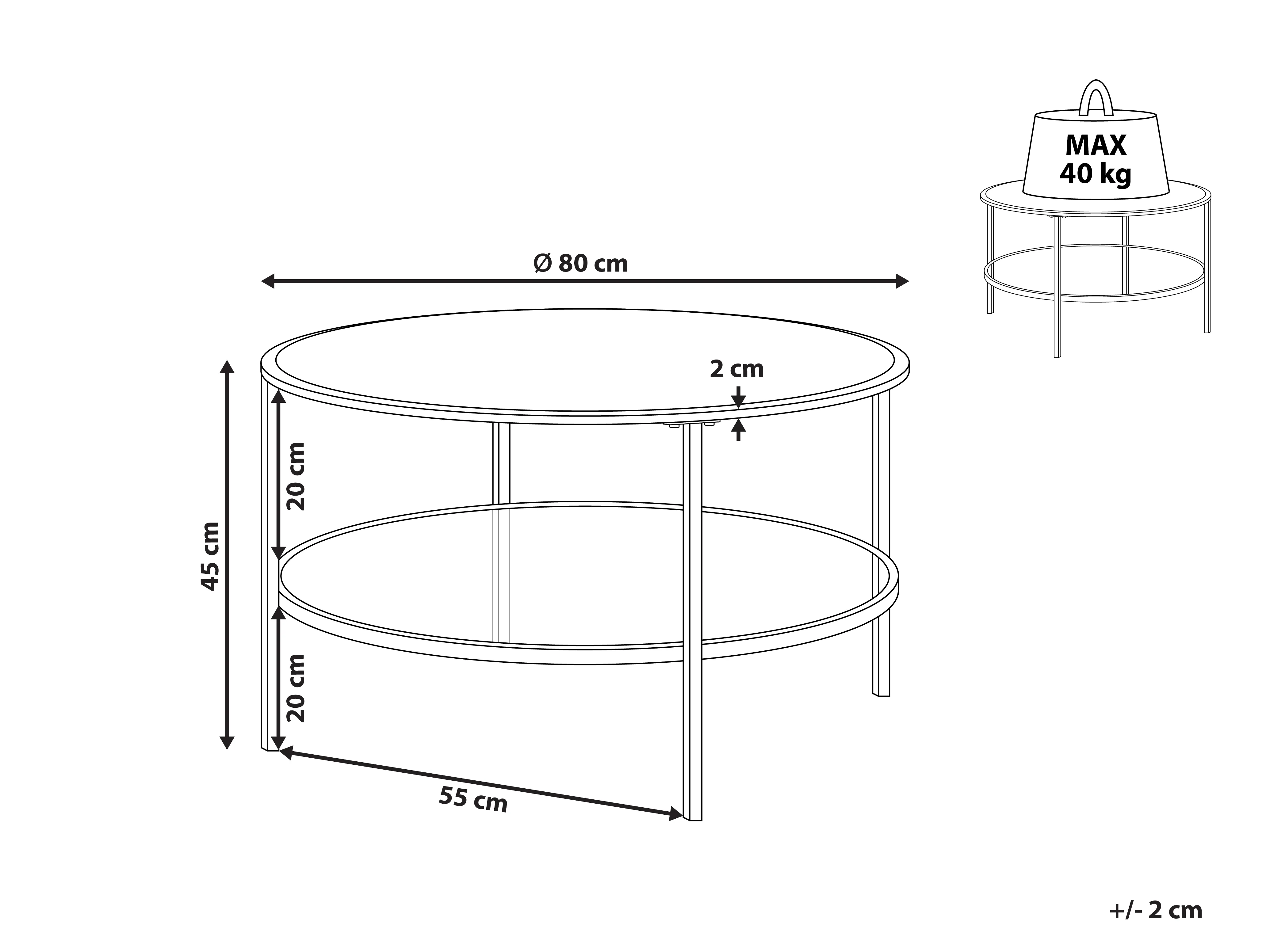 Salontafel TELLAKA Veiligheidsglas Zwart