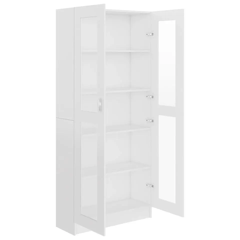 vidaXL - Vitrinekast - Wit - Bewerkt hout - 82,5x30,5x185 cm