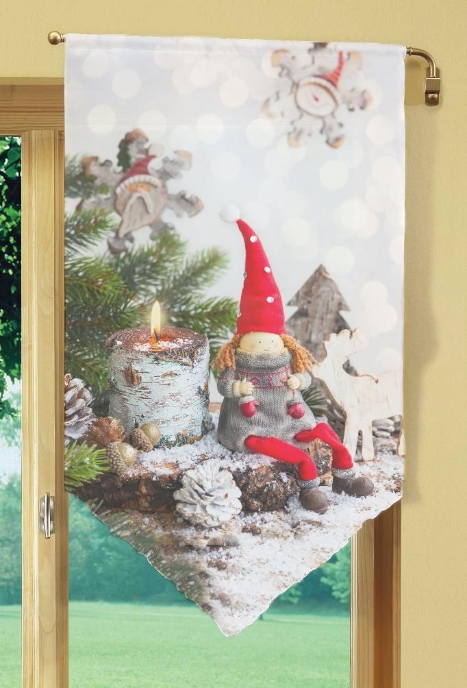 HOME WOHNIDEEN Scheibengardine »WEIHNACHTSWICHTEL« Stangendurchzug 1 Stk. tlg. HxB: 100x60