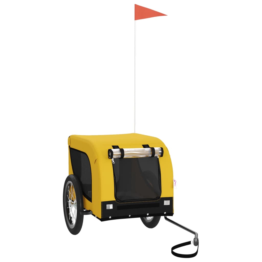 vidaXL Reboque para Bicicleta para Cães em Tecido Oxford de Ferro Amarelo e Preto