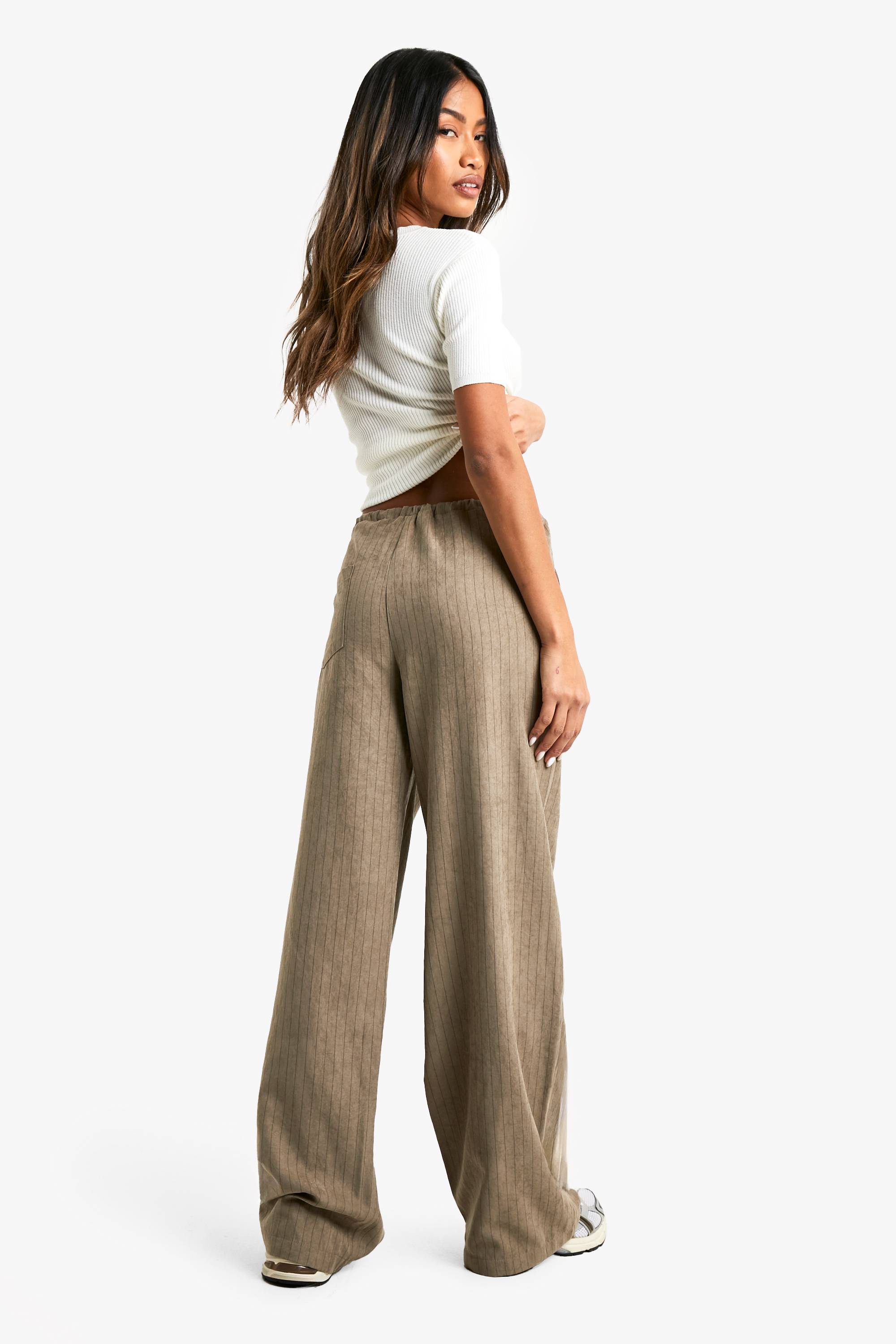 boohoo Pantalon oversize à rayures et jambes larges Soft Touch
