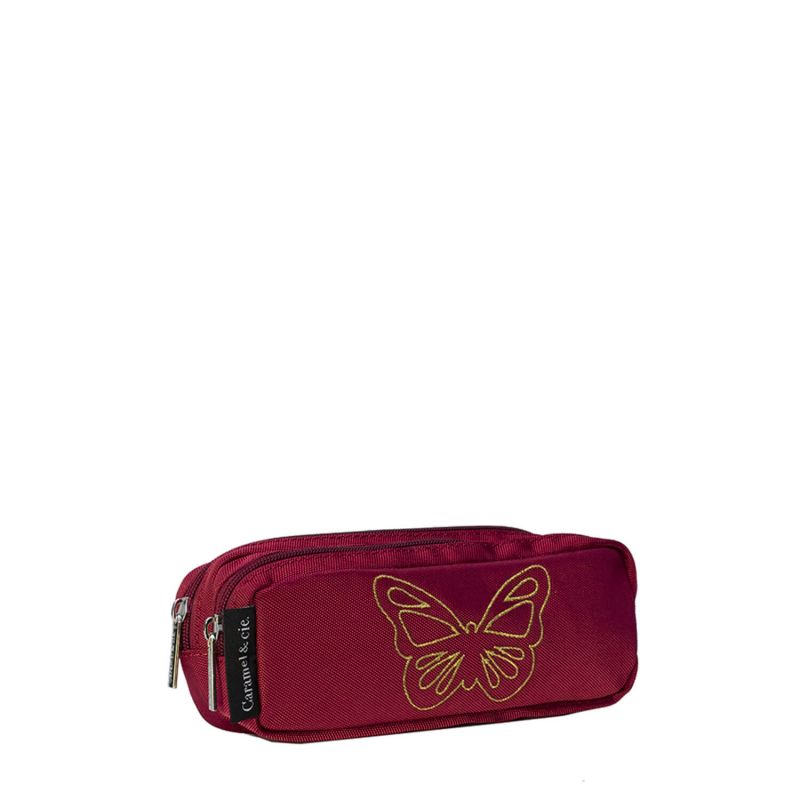 Trousse Double Papillon Rubis 22 cm Bordeaux