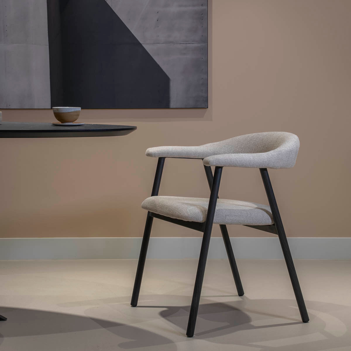 Giga Meubel - Eetkamerstoel Beige|Zwart - Mila - Set van 2