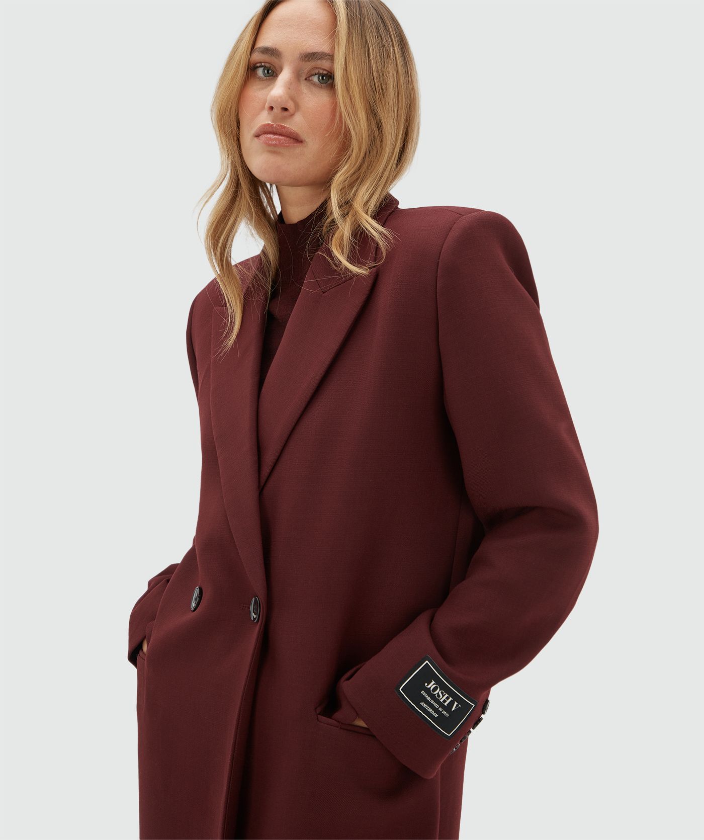 JV-ATHENA oversized mantel met wol - burgundy