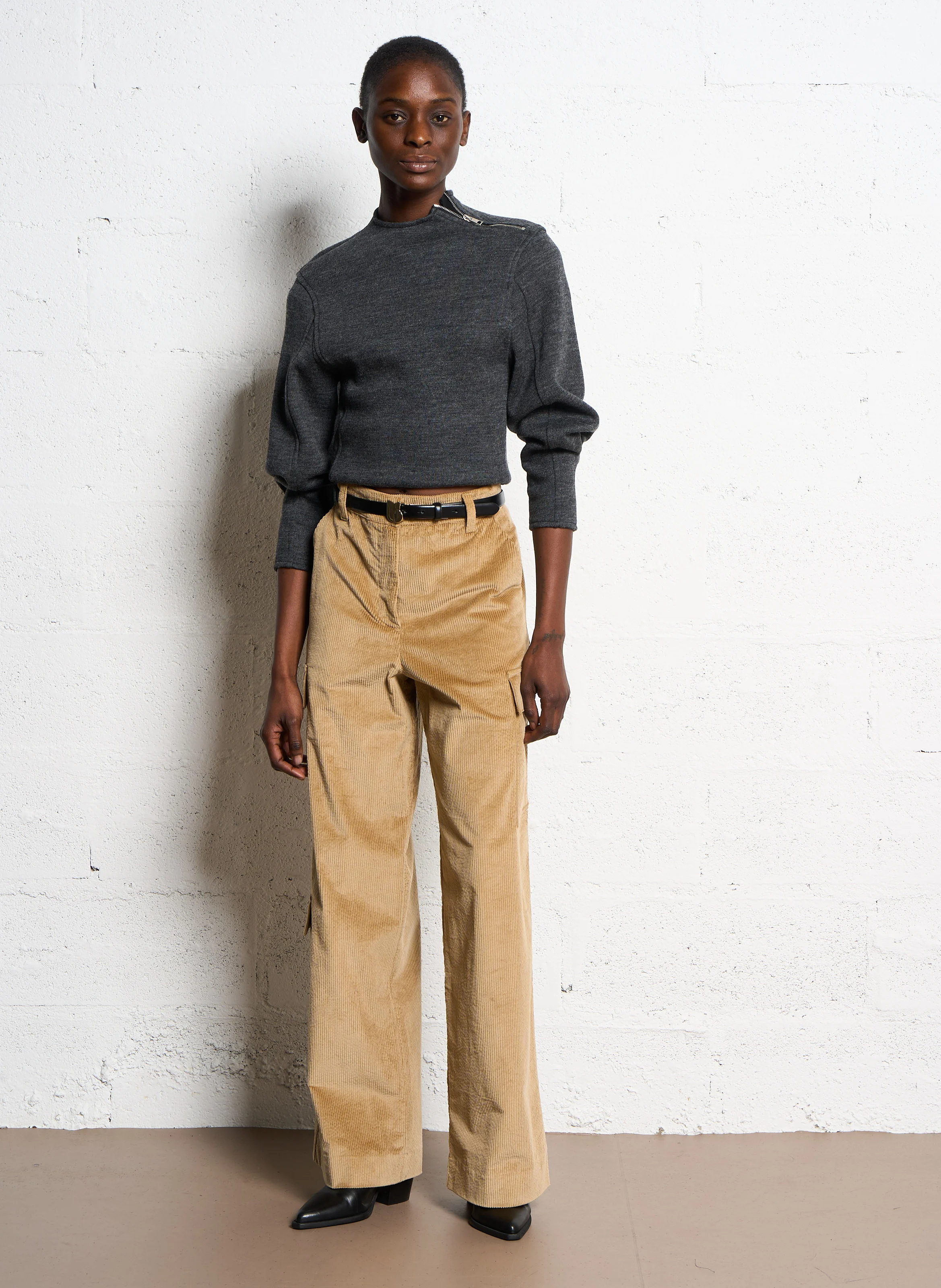 PLATO - Pantalon droit cargo| Beige